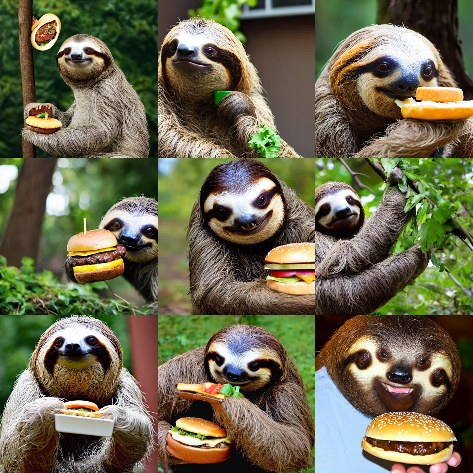 Prompt: Sloth Eating a Cheeseburger