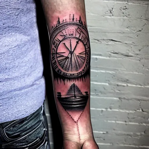 tattoo chess compass design｜TikTok Search