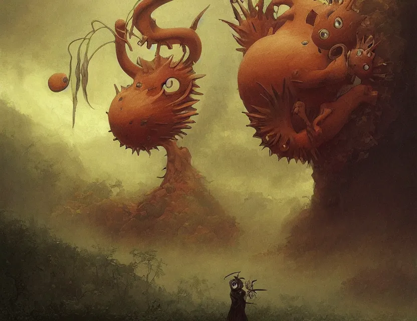 Prompt: a detailed portrait painting of a pokemon by tim burton beksinski carl spitzweg moebius and tuomas korpi. baroque elements. baroque element. intricate artwork by caravaggio. Oil painting. Trending on artstation. 8k