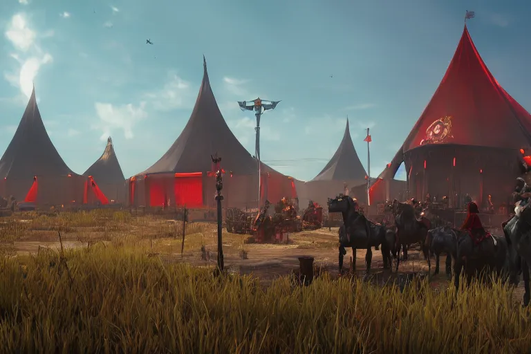 Image similar to 3d sculpt of a huge dark fantasy gothic circus tent, artstaton, League of Legends, red dead redemption2, overwatch, digital illustration