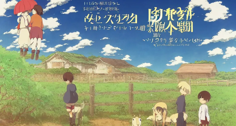 Prompt: Anime visual of a cozy farm; illustrated by Hayao Miyazaki; anime production by Studio Ghibli; high quality; visually stunning; majestic; fall; poster; official media