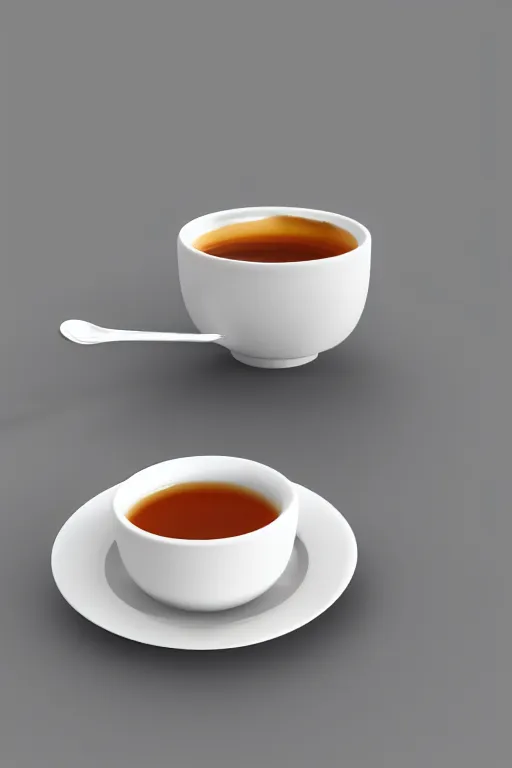 Prompt: spoon inside a cup of tea non realistic render blender 3 d