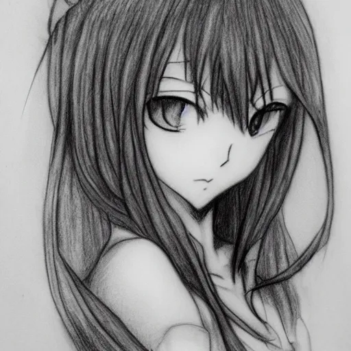 Prompt: sketch of an anime girl on a notebook by kentaro miura, pencil, charcoal
