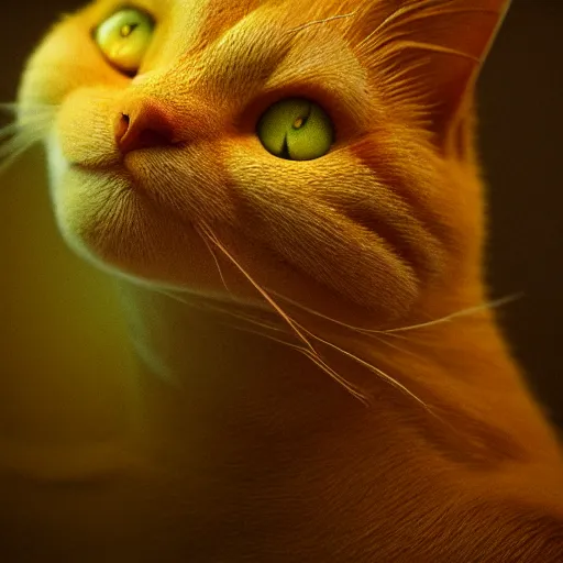 Image similar to yellow cat with the texture of a lemon, dslr, 8 k, octane beautifully detailed render, silly mood, cinematic lighting, detailed photo, masterpiece, volumetric lighting, ultra realistic, highly detailed, high quality, lossless, photorealistic