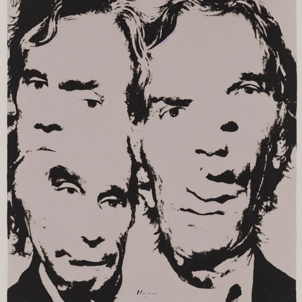 Image similar to individual silk screen portrait of jeff koons by andy warhol