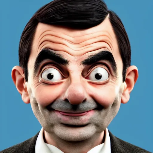 Image similar to Poster for the 2022 Mr. Bean CGI Animated Movie, Mr. Bean's head and body peaking out of the right side of the screen, Mr. Bean has a smug expression on his face, highly detailed, very detailed, extremely detailed, detailed, digital art, trending on artstation, CGI, 3D