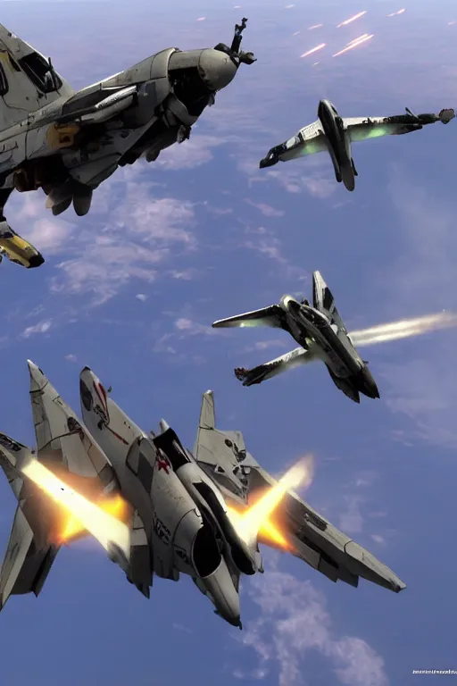 Image similar to 8k ultrarealistic dogfight in the sky between Starscream and Jetfire from Transformers