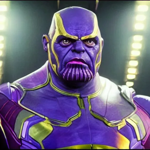 Image similar to Rowan Atkinson as Thanos in Avengers Infinity War
