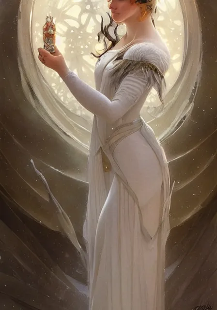 Image similar to snow queen in ice dress, intricate, elegant, highly detailed, digital painting, artstation, concept art, smooth, sharp focus, illustration, art by artgerm and greg rutkowski and alphonse mucha and william - adolphe bouguereau