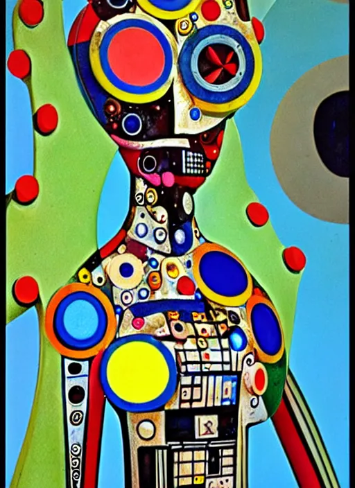 Prompt: image of beautyful female android steampunk by niki de saint phalle,