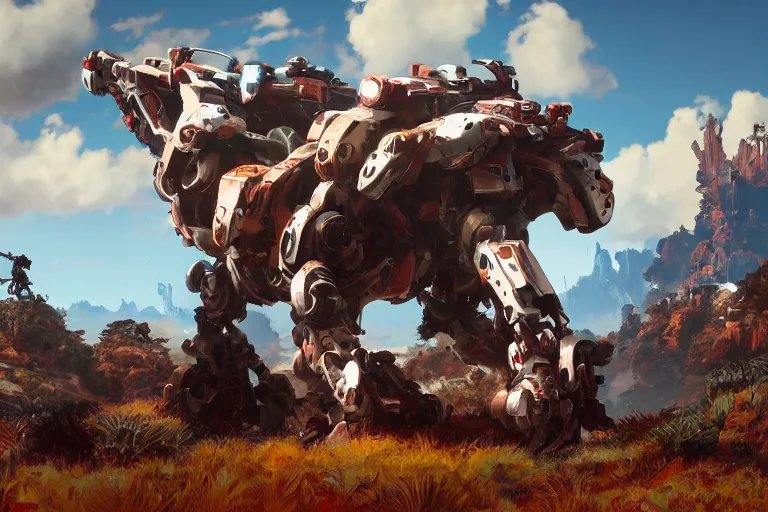 Image similar to shell - walker machine mecha animal beast robot of horizon forbidden west horizon zero dawn bioluminiscence global illumination ray tracing hdr fanart arstation by sung choi and eric pfeiffer and gabriel garza and casper konefal