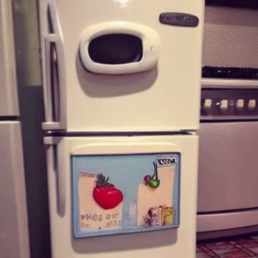 Image similar to cute FRIDGE with human features, super cute, tiny , adorable, awww aspiring, very cute