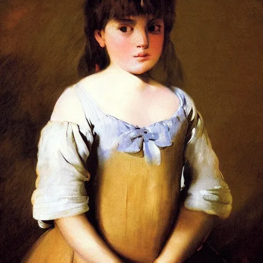 Image similar to Painting of a young girl by Francisco de Goya. Extremely detailed. High quality. 4K. Award winning.