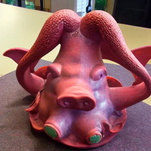 Prompt: sculpture of a pig - octopus, work in progress, neo - expressionism