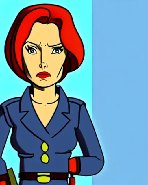 Image similar to an animation cel of dana scully, in the style of g. i. joe ( 1 9 8 3 )