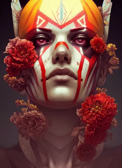 Image similar to symmetry!! portrait of floral! borderlands 3 psycho, intricate, elegant, highly detailed, digital painting, artstation, concept art, smooth, sharp focus, illustration, art by artgerm and greg rutkowski and alphonse mucha, 8 k