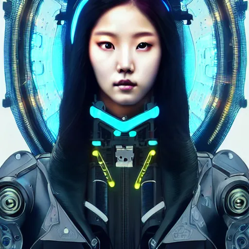 Prompt: portrait painting of cyberpunk hyejin from loona as a drone operator, ultra realistic, concept art, intricate details, eerie, highly detailed, photorealistic, octane render, 8 k, unreal engine. art by artgerm and greg rutkowski and magali villeneuve and alphonse mucha