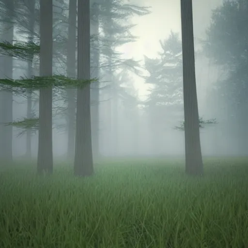 Image similar to Forest in the rain, octane render, volumetric lighting, natural colors