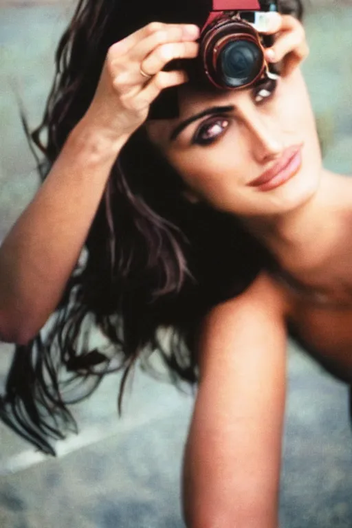 Prompt: photo of penelope cruz,, mid shot, 3 5 mm, kodak gold 2 0 0