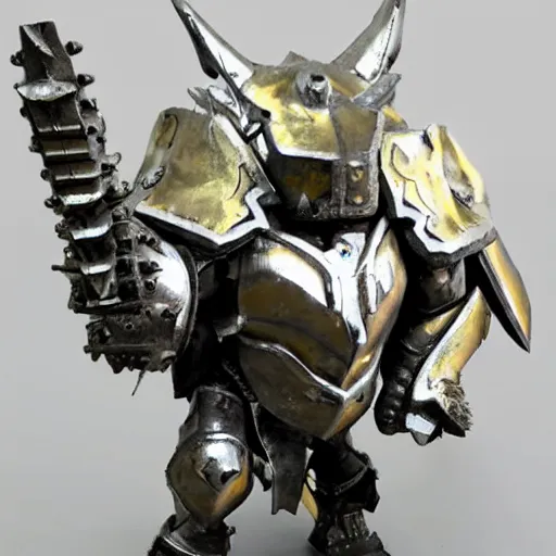 Prompt: warrior with metal rhino armour