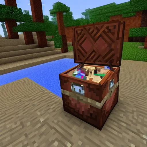 Image similar to looting chests in minecraft