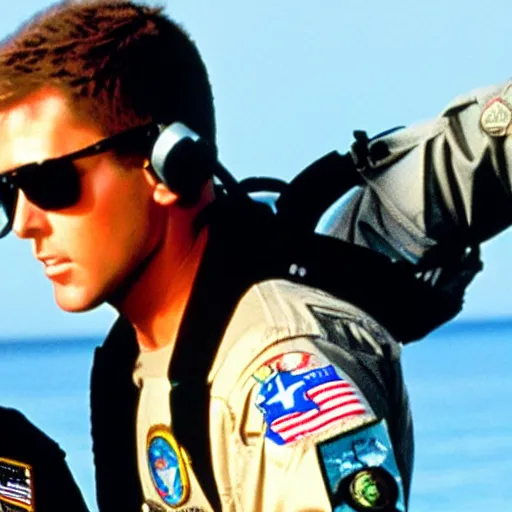 Prompt: a Christian checks top gun in messenger