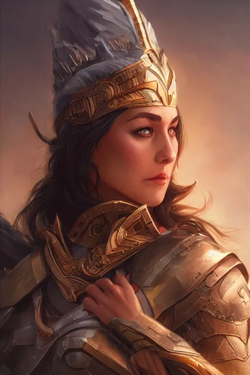 Image similar to amazon valkyrie athena, d & d, fantasy, portrait, highly detailed, headshot, digital painting, trending on artstation, concept art, sharp focus, illustration, art by artgerm and greg rutkowski and magali villeneuve