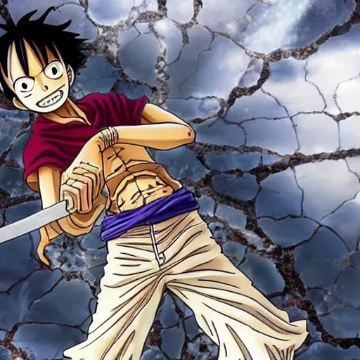 Image similar to Luffy as a Marble Statue, epic detail, anime, sharp focus,