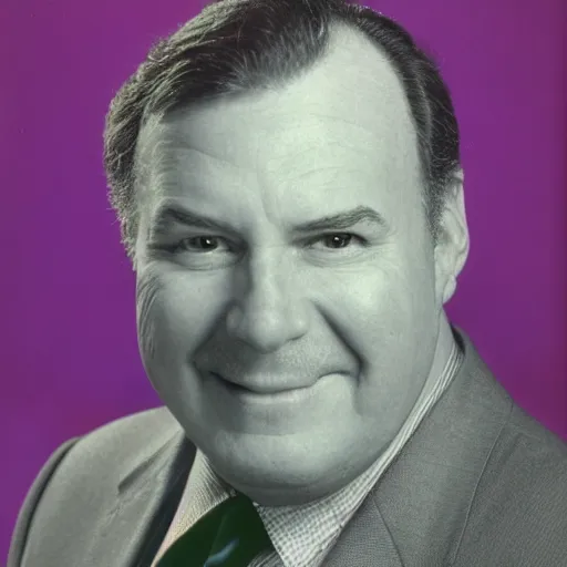 Prompt: roy hammerlin ( rip ) corporate portrait, senior sales marketing acquisitions ceo executive vp, purple green color scheme, professional studio lighting, hyperreal detailed lifelike facial features, corporate portraiture photographed by ansel adams