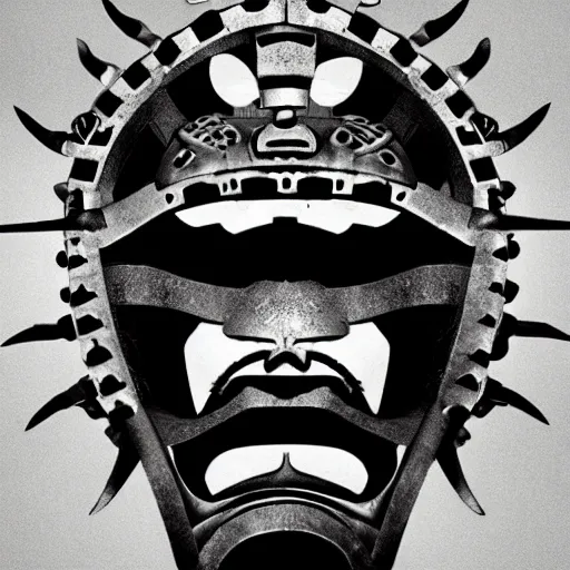 Image similar to samurai helmet, album art, poster, cover art