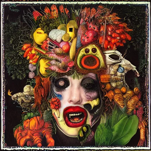 Prompt: punk album cover, psychedelic, giuseppe arcimboldo