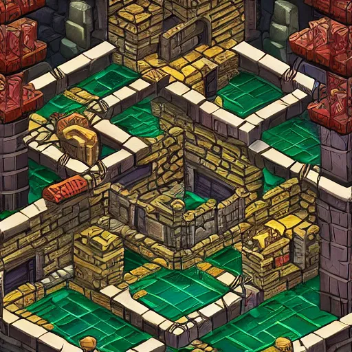 Image similar to dungeon in waterdeep, isometric, detailed, game, dungeons and dragons, tiled