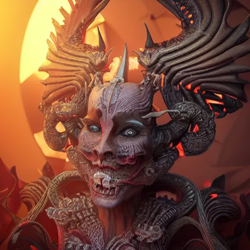 Image similar to the demon queen, 4 k, intricate detailed, jaw dropping, gorgeous, surreal, octane render