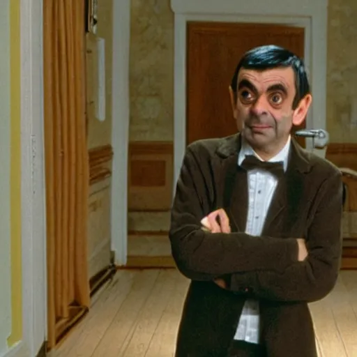 Image similar to A still of Mr Bean in The Shining