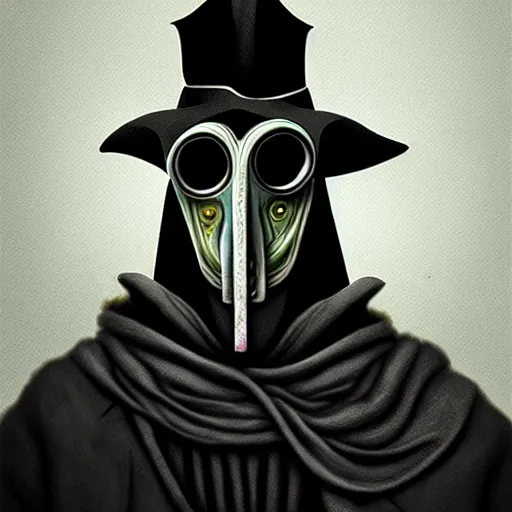 Image similar to graphic illustration, creative design, the plague doctor, biopunk, francis bacon, highly detailed, hunter s thompson, concept art