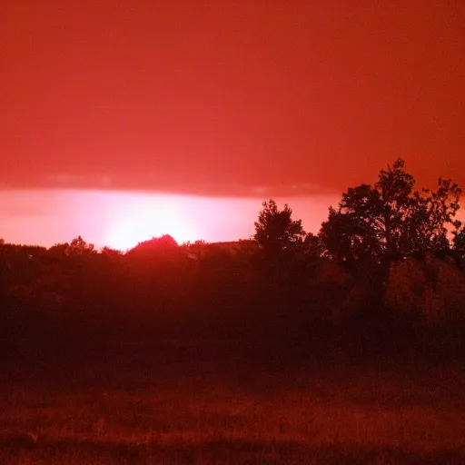 Image similar to a disk-shaped red glow in the sky,