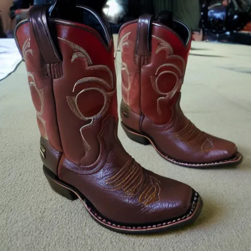 Prompt: tiny baby Donald trump wearing western cowboy boots