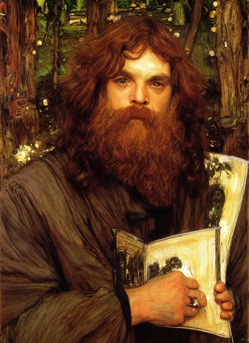 Image similar to a beautiful painting of gimli by John Everett Millais and Dante Gabriel Rossetti and John Collier and john william waterhouse, pre-raphaelite, detailed, trending on artstation, hd, masterpiece
