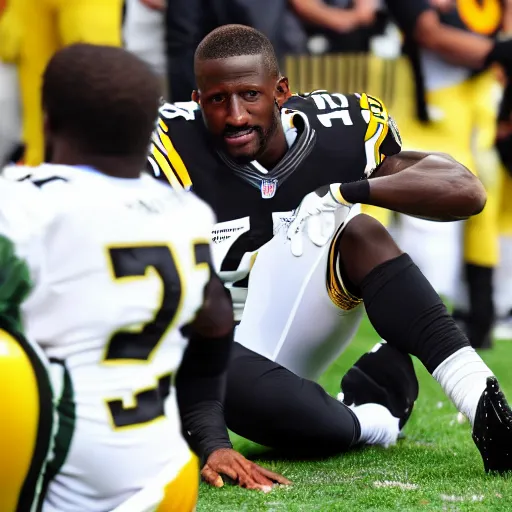 Image similar to nfl antonio brown receiving therapy from professional for mental illness real life, 8 k, 4 k uhd, realistic, hyper realistic, super detailed, very detailed, detailed