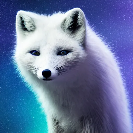 Prompt: portrait arctic fox, galaxy background, octane, cinematic, hyper realism, high detail, octane render, 8k