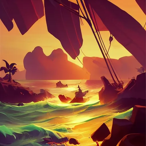 Image similar to painting treasure on sea of thieves game smooth median photoshop filter cutout vector, behance hd by jesper ejsing, by rhads, makoto shinkai and lois van baarle, ilya kuvshinov, rossdraws global illumination