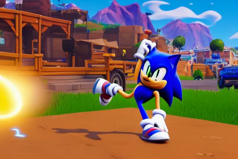 Image similar to sonic dancing in fortnite