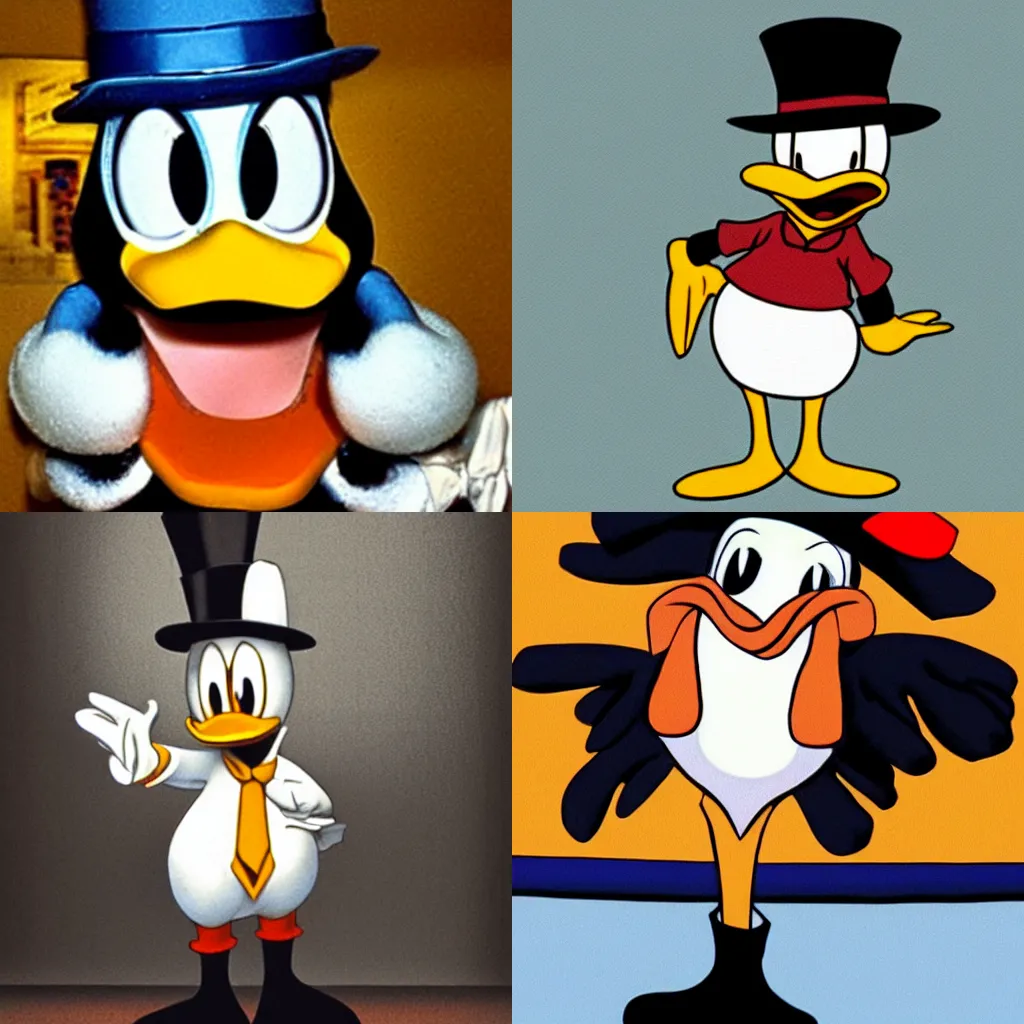 Prompt: Donald Duck as a droog in A Clockwork Orange