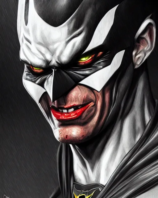 Prompt: portrait of evil psycho batman, ultra realistic, highly detailed, hd, sharp focus, cinematic lighting, realistic, photorealistic, vivid colors, dreary, morose, matt painting, digital art, non blurry, sharp, artstation, concept art, smooth, illustration