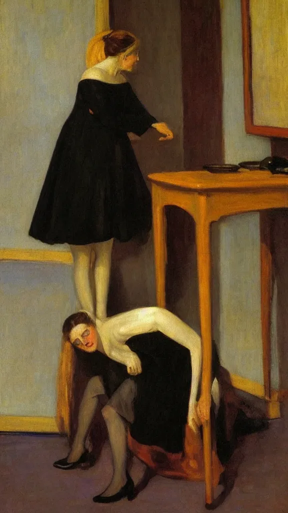 Image similar to witch paying for her sins, victorian painting, by edward hopper