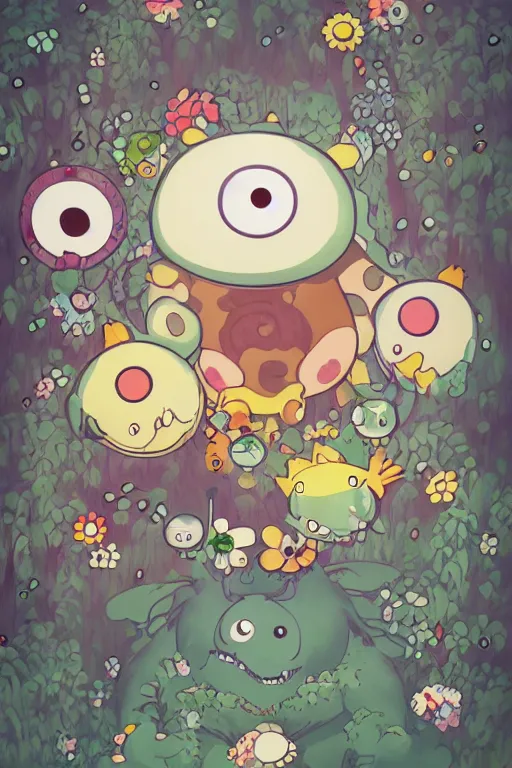 Prompt: A cute little monster in a misty forest art style by Takashi Murakami, Trending on artstation, artstationHD, artstationHQ, 4k, 8k