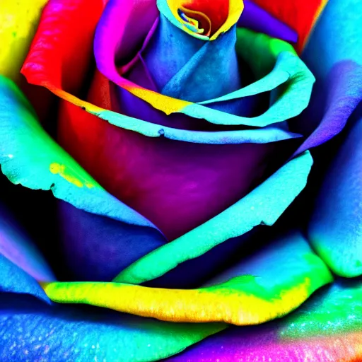 Image similar to a high quality photo of rainbow rose, 8k, photorealism, professional