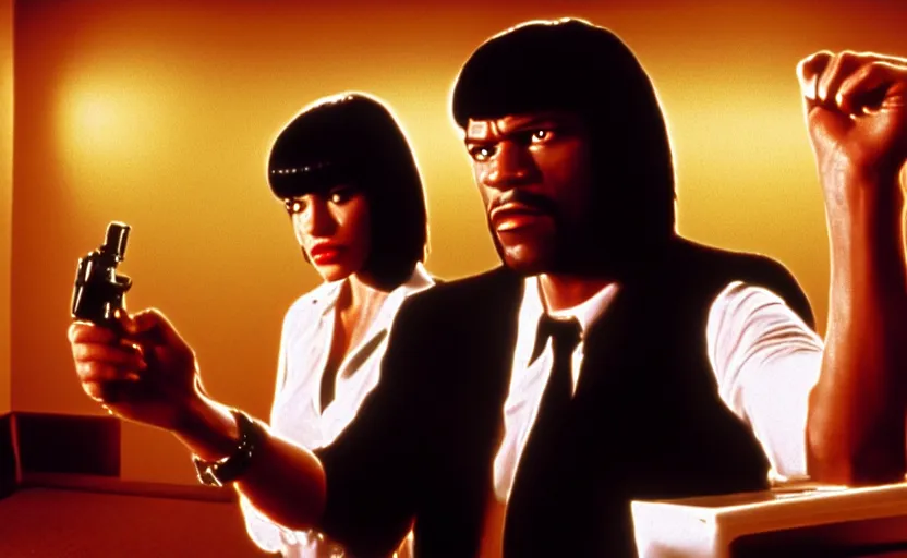 Image similar to film still of Pulp Fiction, high resolution, 4k, 8k, hd, full color