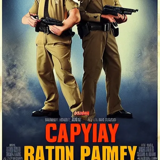 Prompt: movie poster about capybaras dressed as policemen, action movie poster, capybara policemen