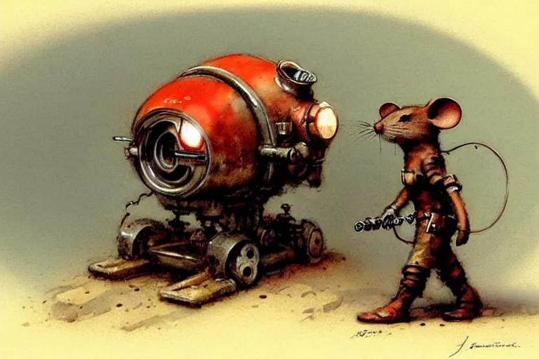 Image similar to adventurer ( ( ( ( ( 1 9 5 0 s retro future robot mouse underground tunneling machine. muted colors. ) ) ) ) ) by jean baptiste monge!!!!!!!!!!!!!!!!!!!!!!!!! chrome red